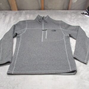 North Face Sweater Men Medium Gray Gordon Lyons Pullover Fleece Knit Heavyweight